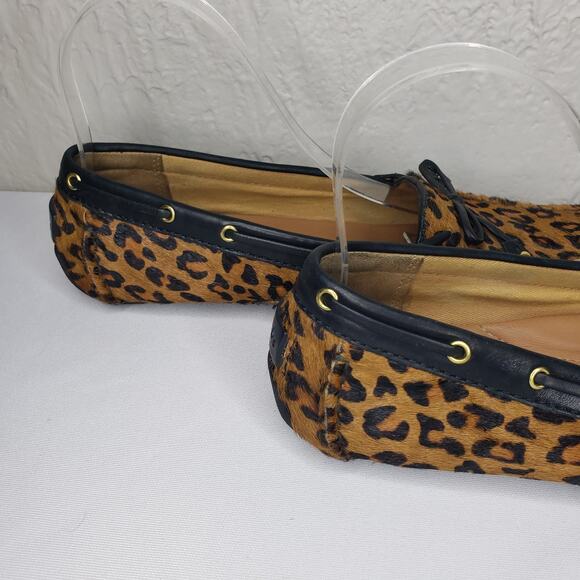 Clarks Dunbar Womens 9 Cruiser Pony Hair Slip-on Moccasin Loafers Leopard Print - Picture 6 of 16